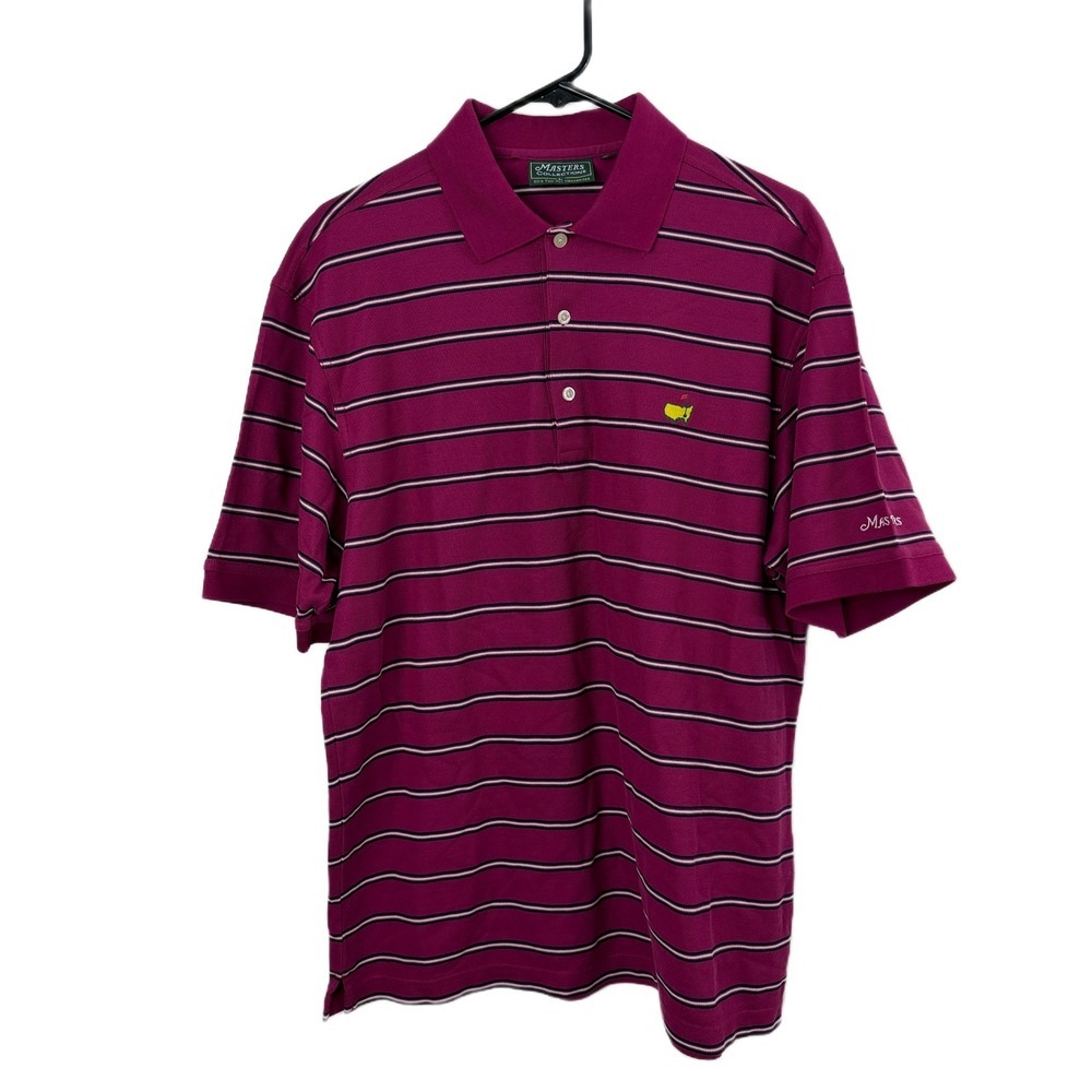 Masters Collection Golf Polo Shirt Mens Large Pink Performance Striped Pima Prep